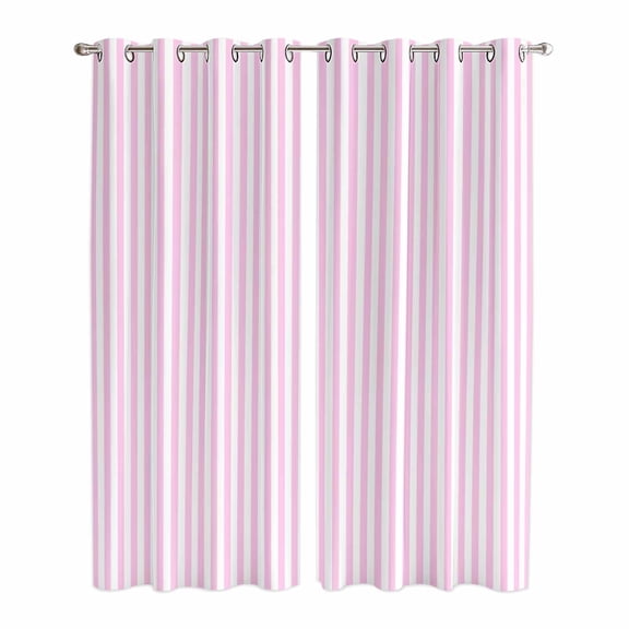 Pink White Stripe Kitchen Curtains 96 Inch Length, Modern Minimalist Geometric Striped Grommet Top Bedroom Living Room Curtains, Light Filtering Cafe Curtain Drapes 2 Panels Set 104''x96''