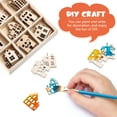 thumbnail image 6 of NUOLUX 45pcs House-shaped Wood Chips Wood Slices DIY Crafts Hollow Out Wooden Decorations Wood Small House Cutouts, 6 of 6
