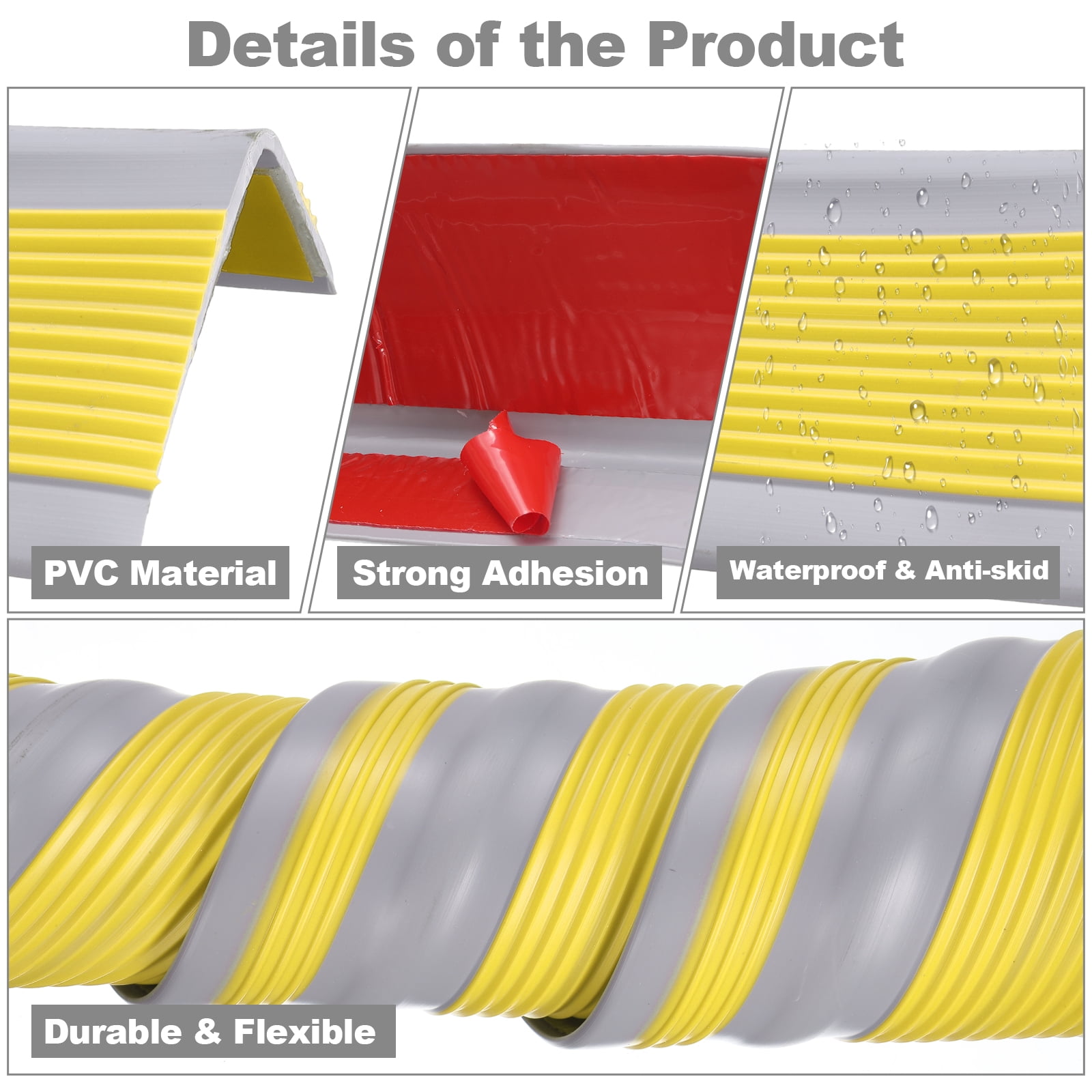 Unique Bargains Stair Edge Protector Anti-Slip Nosing for Steps Yellow 10 Ft