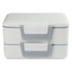 thumbnail image 1 of Fiambrera de doble compartimento con inserto de acero inoxidable - Caja bento de 3 secciones con bandeja para cubiertos - Contenedor de almuerzo de oficina apta para microondas de 18x12,5x11cm, 1 of 5