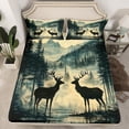 thumbnail image 3 of Feelyou Reindeer Elk Animal Twin Sheet Sets for Men, Rustic Tree Mountain Twin Fitted Sheet, Southwestern Cabin Flat Sheet, Lightweight Room Decor, 3pcs, 3 of 8