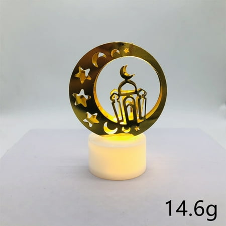 

Home Decor Ramadan Decorations Lantern Lights Plastic Moon Shaped Mubarak Crafts LED Night Light Table Gift Party Festival