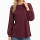 thumbnail image 2 of Blusa larga de mujer Nikou con cuello redondo y encaje manga larga, 2 of 7