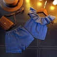 thumbnail image 2 of Ensemble de Vêtements pour Enfants à Col Licou, Robe Longue à Manches Courtes + Robe Courte Américaine, Vêtements pour Enfants à Manches Courtes, Vêtements pour Enfants, 2 of 5