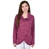 NY Collection Long Sleeve Cowl Neck Pullover With Buttons