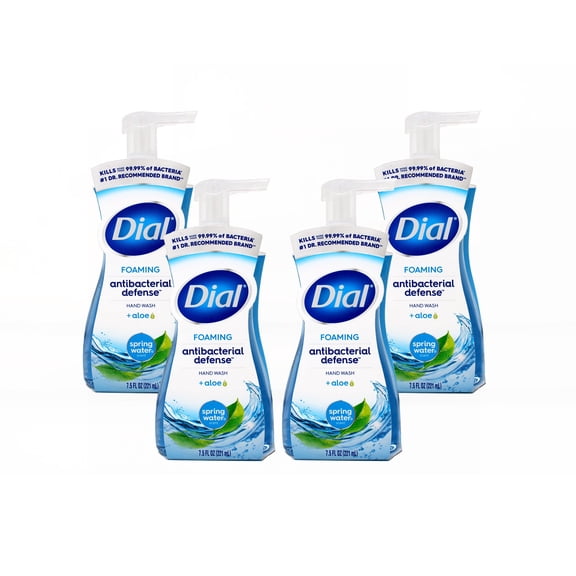 Dial Antibacterial Defense Foaming Hand Soap, Spring Water Scent, 7.5 fl oz Pack of 4