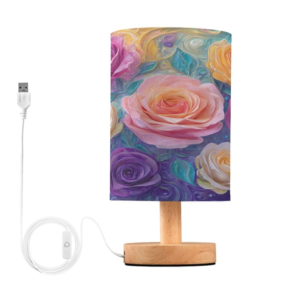 RMDQTR LED Push-Button Switch Warm-Tone Desk Lamp Plug-and-Play No Assembly Required Rainbow Hues Roses