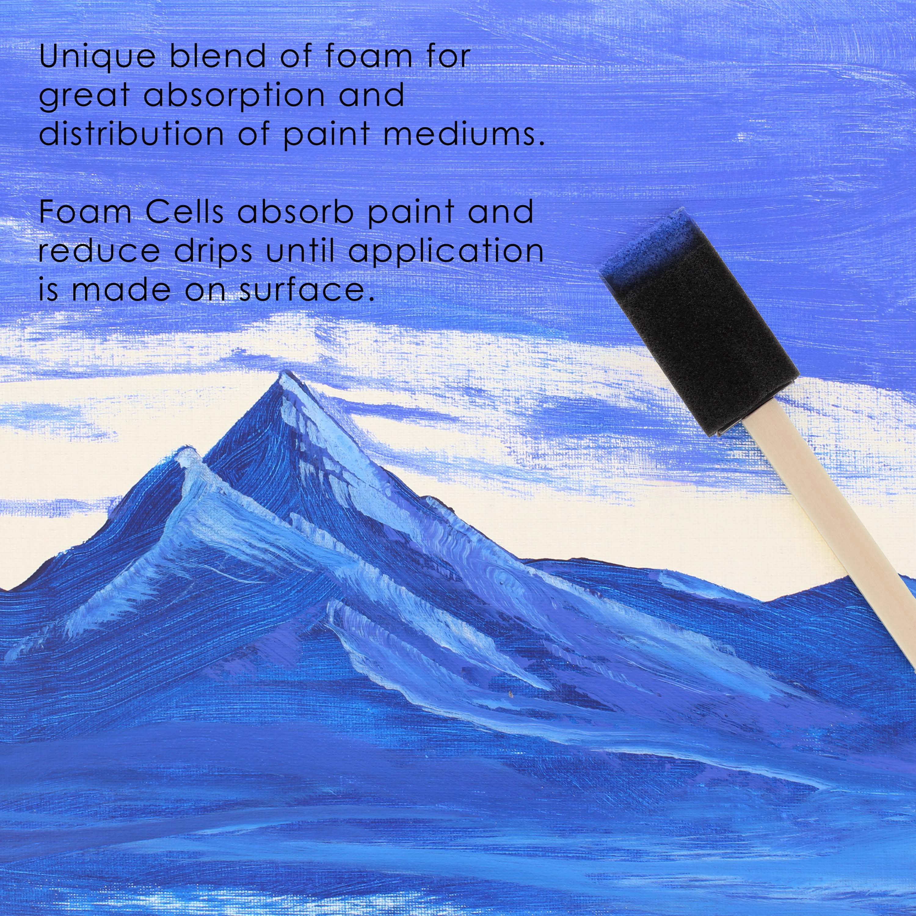 U.S. Art Supply 1 inch Foam Sponge Wood Handle Paint Brush Set (Full Case of 600 Brushes) - Lightweight, Durable and Great