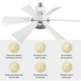 thumbnail image 6 of CARRFA 20.5" Ceiling Fans with Lights and Remote Control, Modern Ceiling Fan Light with 6 Square Reversible Blades, 3 Colors Dimmable+Ring Lights, for Kitchen Bedroom Dining Room, White, 6 of 10