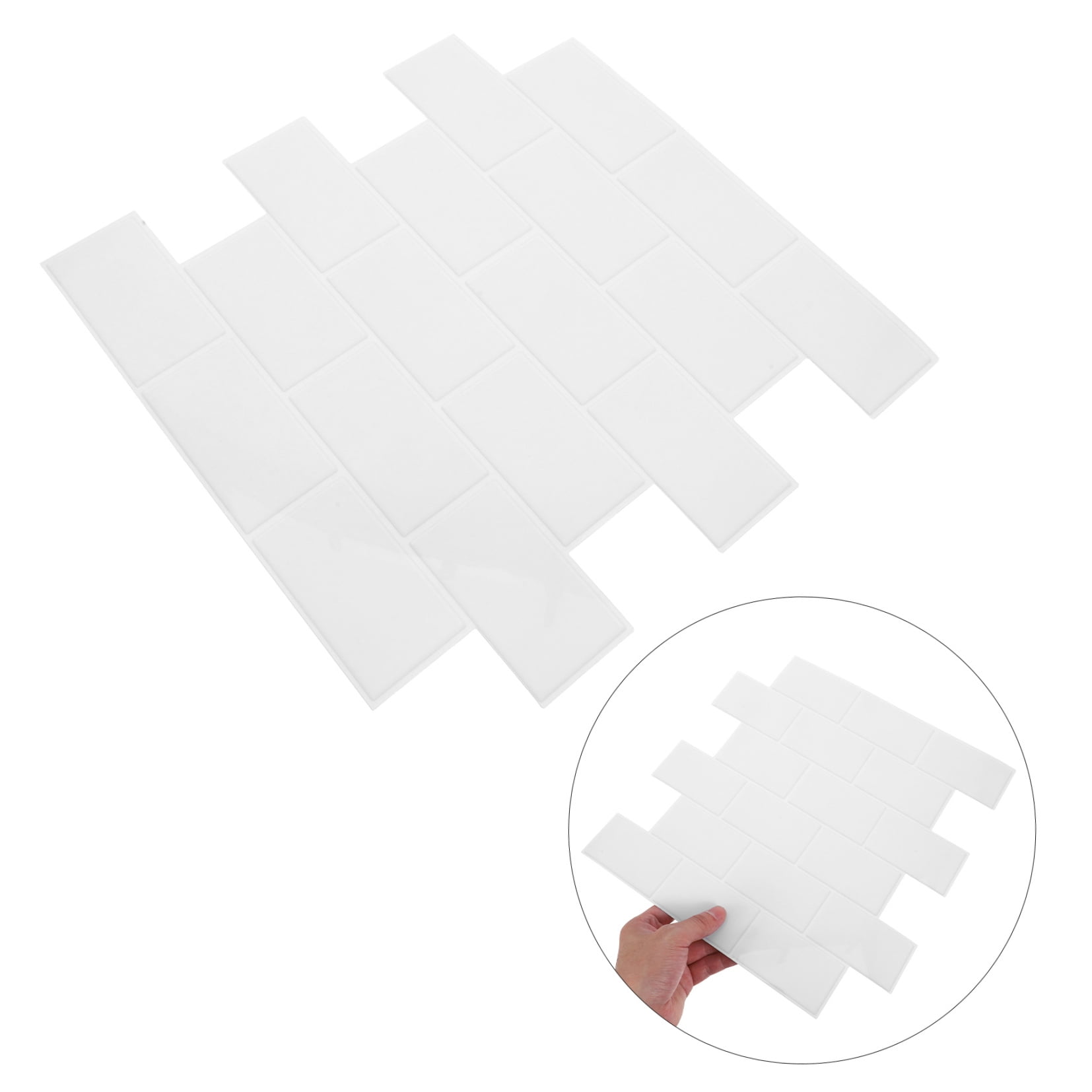 ETHZZLE 6Pcs White PVC Peel and Stick Backsplash Tiles Removable Kitchen and Bathroom Wall Decals