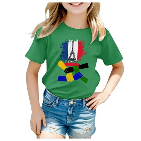 

Dr.Eam Little Girls Tees T-Shirts Girls Short Sleeve Tee Summer Crewneck T Shirt Casual Fit Basic Shirts Fashion Tops Casual Soft Dailywear Green 3 Y-4 Y