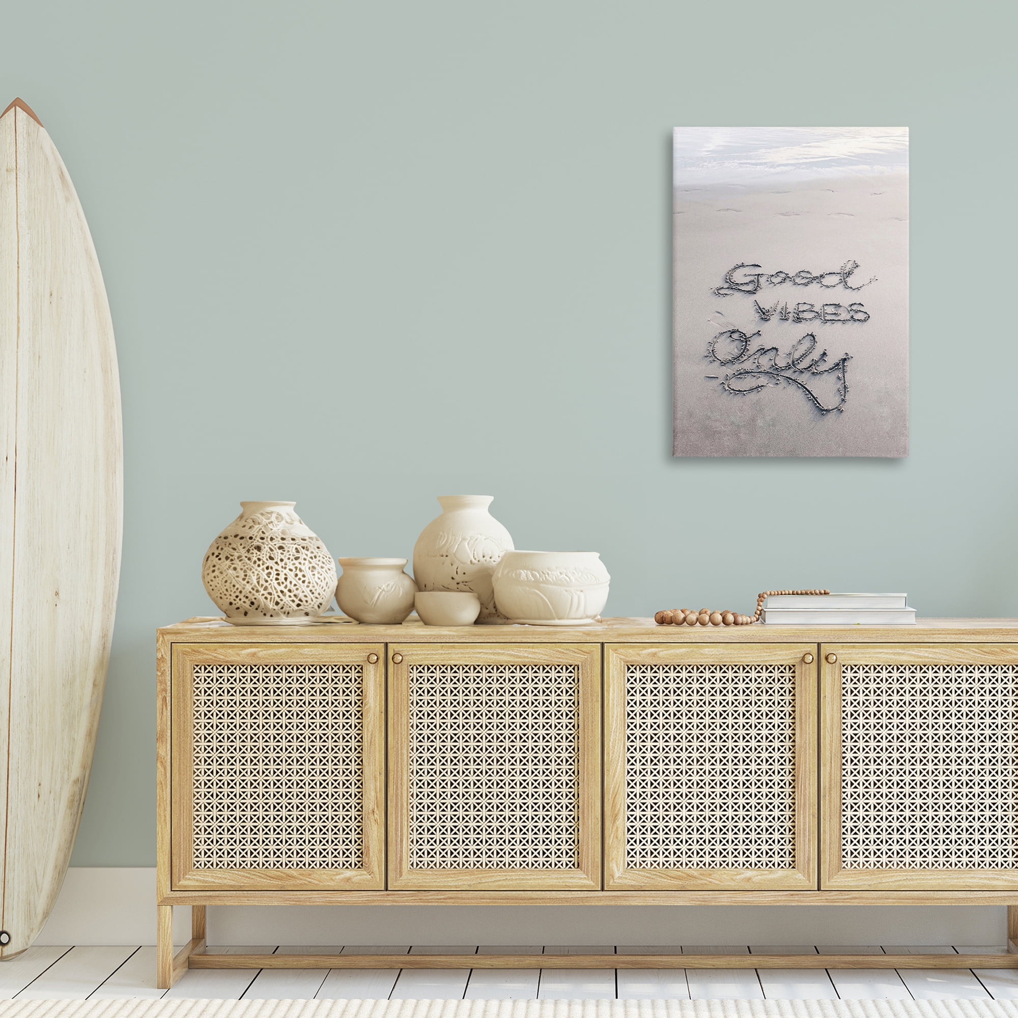Stupell Industries Good Vibes Only in Sand Nautical & Beach Photography Wrapped Canvas Art Print Wall Art, 24 x 36