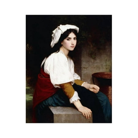 - Italian Girl by a Fountain, 1870 Print Wall Art By William Adolphe Bouguereau