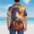 thumbnail image 3 of Lsque Rainbow Sunset Cloud White Horse pattern Hawaiian Shirt for Men, Unisex Summer Beach Casual Short Sleeve Button Down Shirts-XX-Large, 3 of 9