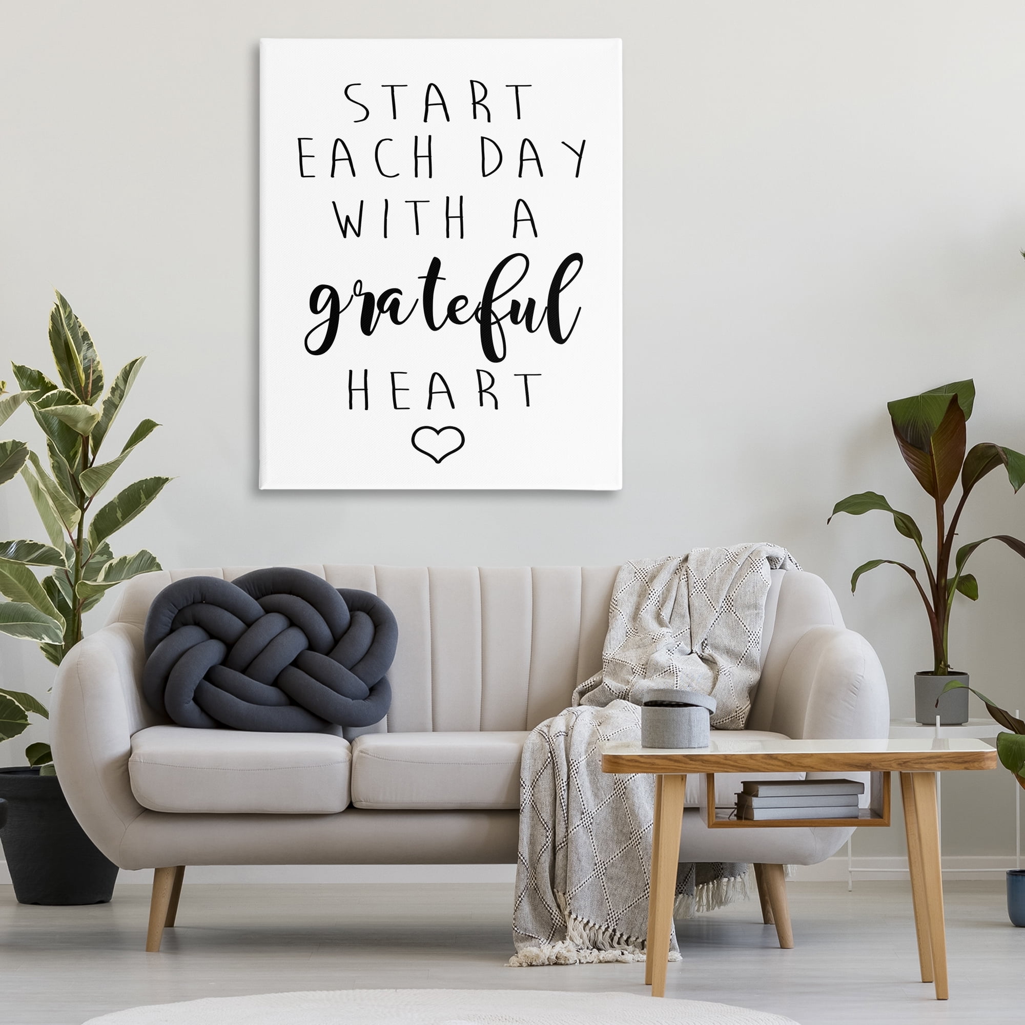 Stupell Industries Grateful Heart Sentiment Text & Numbers Painting Wrapped Canvas Art Print Wall Art, 36 x 48