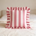 thumbnail image 6 of Striped Velvet Ruffled Throw Pillow with Insert for Couch or Bed – Soft Decorative Pillow for Sofa, Living Room, Bedroom Decor, 6 of 7