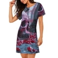 thumbnail image 2 of Lsque Gothic Red Skull Cemetery Pattern Nightgowns for Women Sleep Shirts Short Sleeve Nightshirt Pullover Nightdress Soft Sleepwear Relaxed Fit Nightdress, 2 of 6