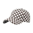 thumbnail image 2 of Callipe Unisex Baseball Hat Plaid Print Color Matching Long Brim Adjustable Ponytail Hole Anti UV Sun Outdoor Sport Peaked Cap, 2 of 8