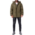 thumbnail image 2 of Abrigo de invierno INSPIRE CHIC para hombres, forrado de felpa, grueso, con capucha, chaqueta en color verde oscuro, 2 of 6