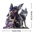 thumbnail image 3 of Indoor Acrylic Girl & Wolf Statue, 5 inch Unique Fairy Statue, Purple Winged Girl with Lone Wolf Desk Decor, Inspirational Small Fairy Figurines for Table Home Holiday Party Decoration (Purple), 3 of 4