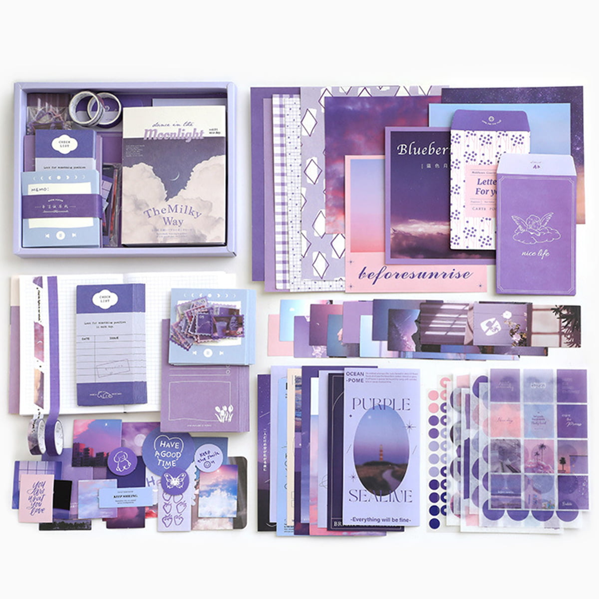 Pastel Purple Junk Journal Pages, Blank Scrapbook Supplies Kit