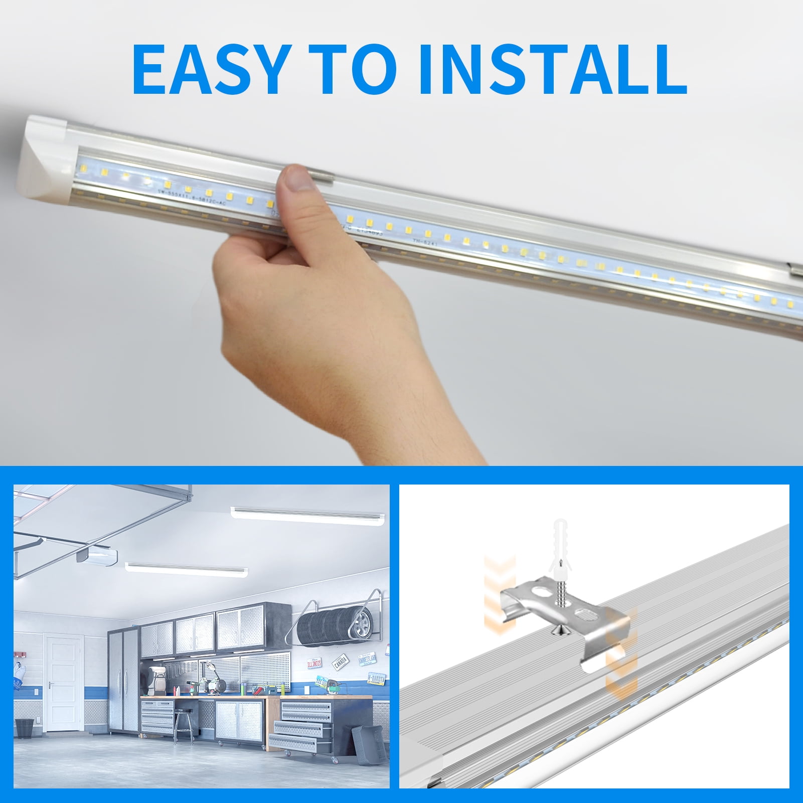 JESLED V-Shaped T8 LED Shop Lights, 2FT 20W 2600LM, Linkable Fixtures, 6000K Cool White, ETL Listed, 4-Pack
