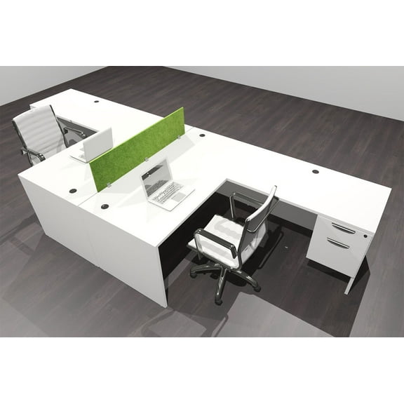 Two Person Modern Accoustic Divider Office Workstation Desk Set, #OF-CPN-FPRA37