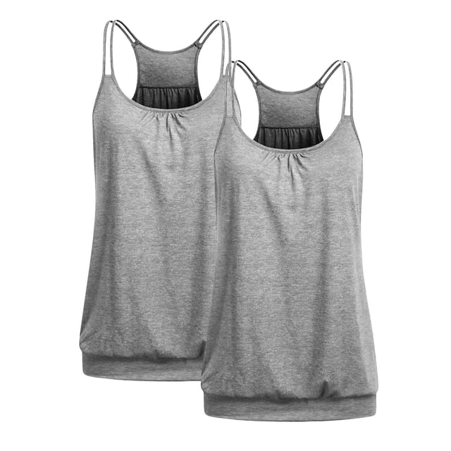 Lmnyox 2 PCS Women's Camisole Tops Racerback Spaghetti Strap Sleeveless Tank Tops Summer Basic Tank Shirts