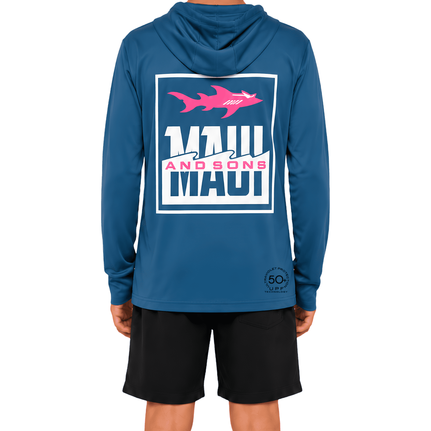 Maui and Sons Fish Out of Water Hooded Long Sleeve Sun Shirt for Boys Made With 50+ UPF Protection Moisture Wicking Fabric Designed for Everyday Comfort
