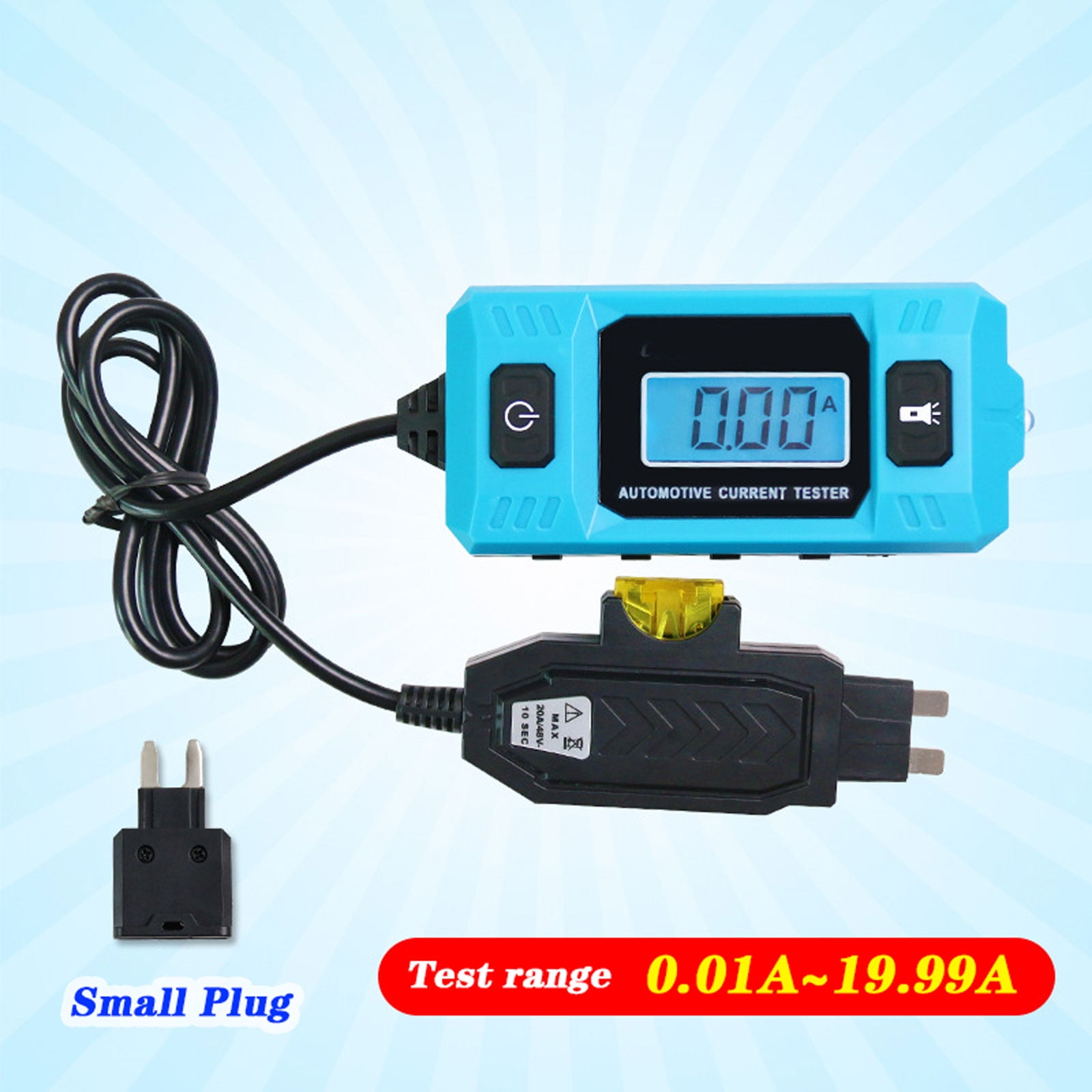 Ferjadq Automotive Circuit Fault Probe Tester Portable High Precisions 20A 48V Car Current Relay Blades Checker with LED Display Lighting for Various Vehicles