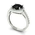 thumbnail image 2 of 1.86 ctw with Simulated Diamond Halo Accents Anniversary Ring for Women | Round Cut Natural Onyx | Hyperallergenic Solid 18K White Gold, 2 of 5