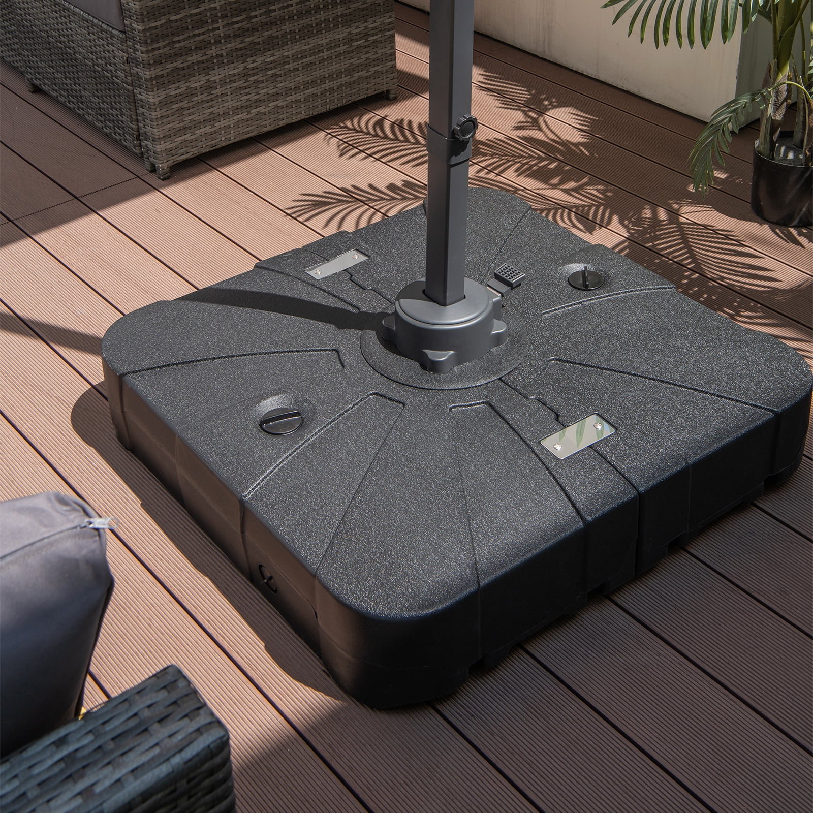 Gymax Patio Umbrella Stand Base Weight 4 Wheels W/Cross Base Black