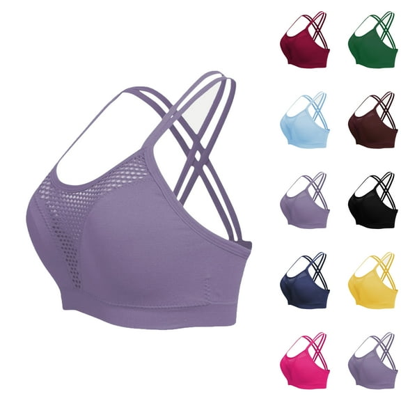 Womens Bras Women's Fashion Solid Color Sports Bra Thin Belt Shockproof Underwear Sports Plus Size Bras for Women Full Coverage Sport Everyday Bra