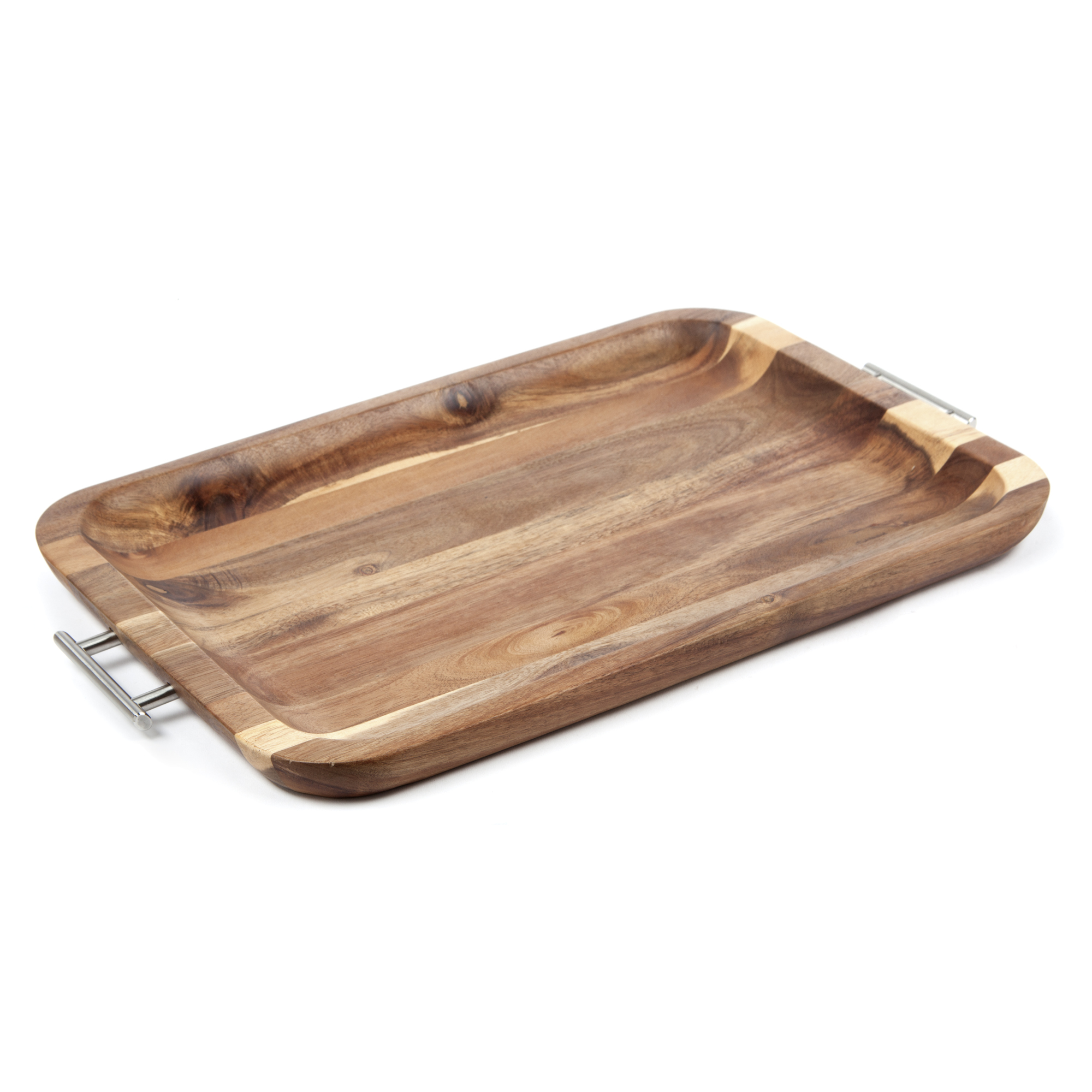Better Homes & Gardens Acacia Wood Serving Tray with Silver Handles - image 2 of 4