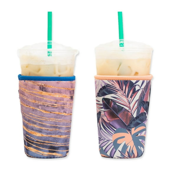 Baxendale and Co 2-Pack Medium (22-24oz) Reusable Neoprene Insulator Sleeve for Iced Coffee or Cold Beverage Cups (Pastel Mix)