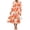 Orange, variant on Bohemian Style Women Three Quarter Floral Print Lapel Button Down Long Maxi Dress