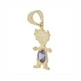 thumbnail image 3 of 14k Yellow Gold, Small Girl Pendant Charm Violet February Created CZ Birthstone 12mm with 20" Dainty Neck Chain, 3 of 8