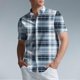 thumbnail image 1 of Blusa y camisa de manga corta con cuello vuelto para hombre, camisa informal con botones y estampado a cuadros, de manga corta y solapa., 1 of 6