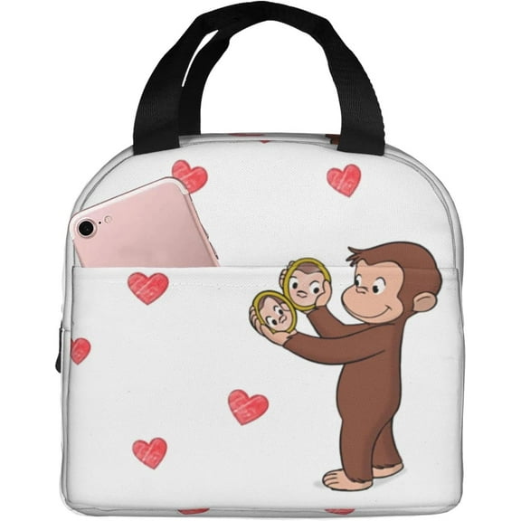 Curious George Lunch Bag Reusable Cooler Lunch Box for Daypack Picnic Beach Fishing Work Picnic