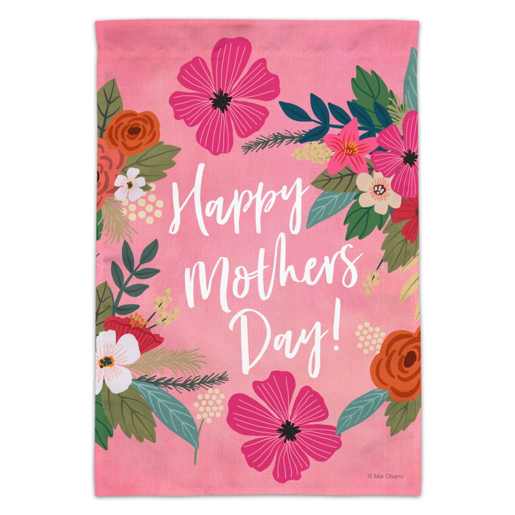 Happy Mother's Day Mom with Flowers Garden Yard Flag