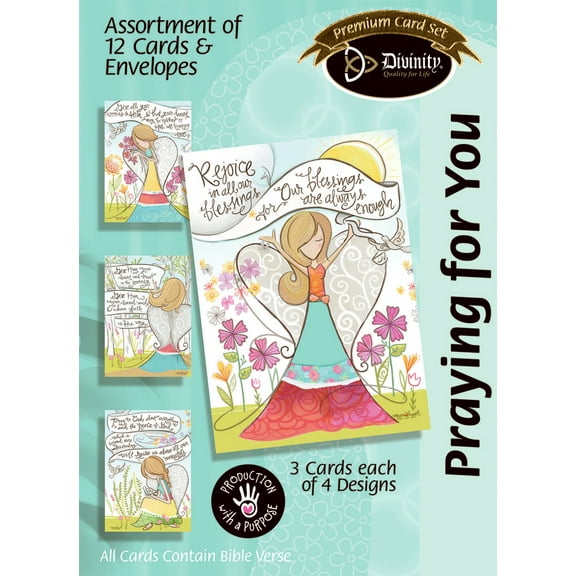Boxed Greeting Cards - Angels With Bible Verses - Set of 12