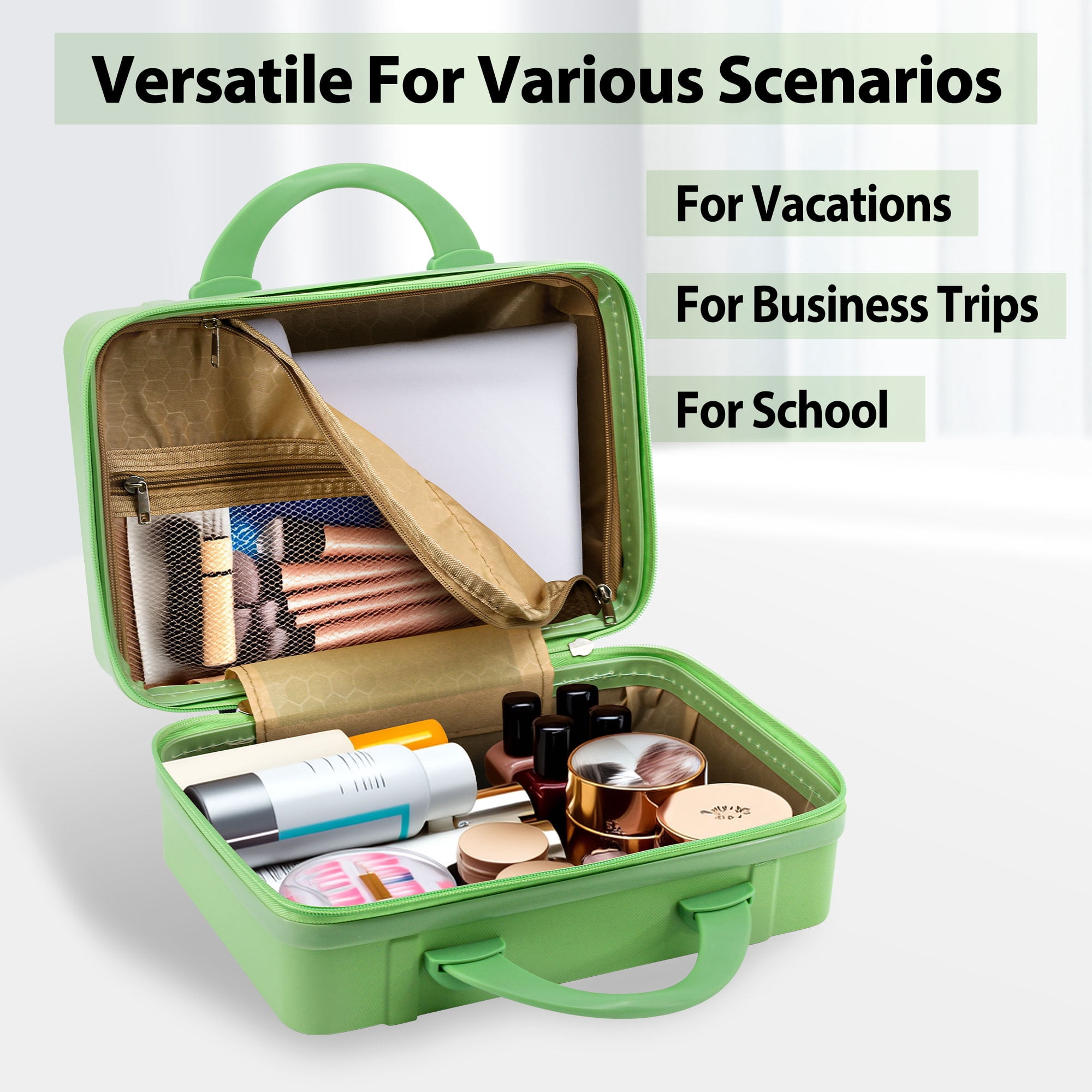 AzulHome 14" Green Carry-On Luggage - Lightweight & Durable ABS Hardshell, Compact Suitcase for Easy Travel
