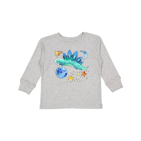 Inktastic Stegosaurus Space Dinosaur with Stars and Planet Boys or Girls Long Sleeve Toddler T-Shirt