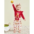 thumbnail image 5 of BemeyourBBs Newborn Baby Girl Boy My First Girl Valentines Day Outfits Ruffle Long Sleeve Crew Neck Bear Print Romper Pants and Headband Cute Spring Clothes, 5 of 9