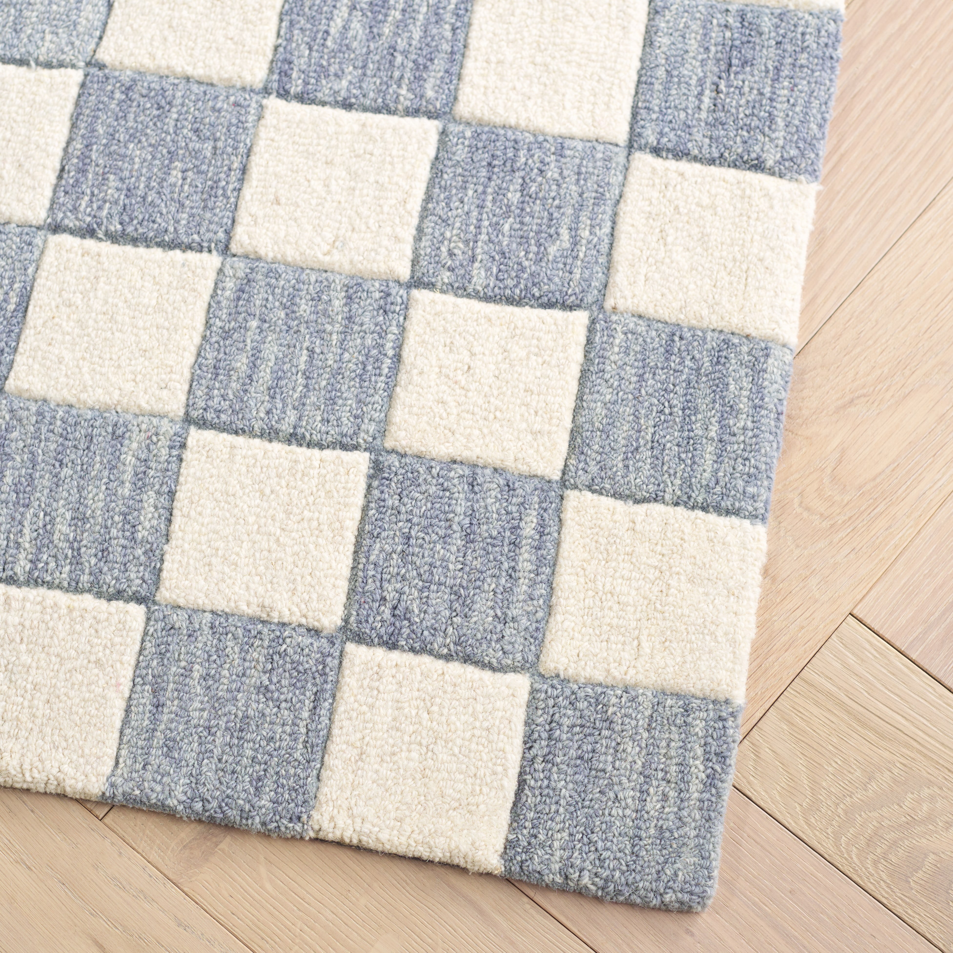 SAFAVIEH Martha Stewart Chelsea Checkered Area Rug, Light Blue/Ivory, 5' x 8'