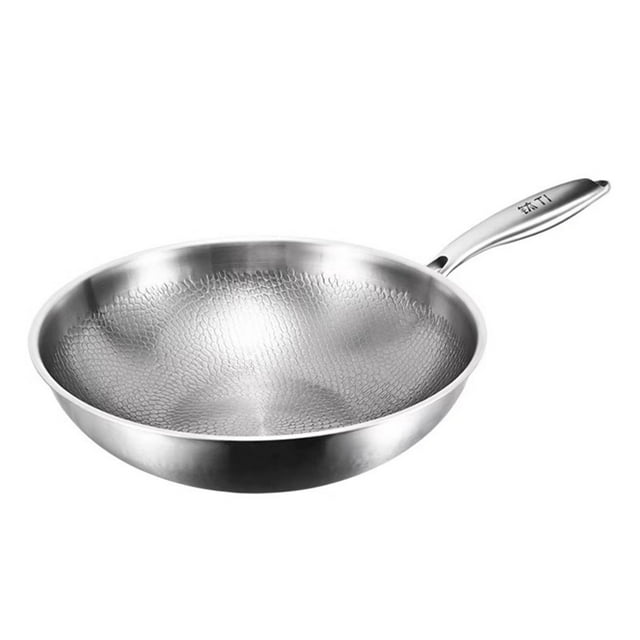 Poêle à Frire TI Wok Pure Sans Revêtement Compatible Induction avec Motif d'Écailles de Poisson pour la Cuisine à la Maison