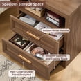 thumbnail image 5 of LEYAOYAO Farmhouse Nightstand, 2 Drawer Wood Side Table with Open Shelf for Bedroom, Living Room, Brown, 5 of 9