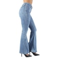 thumbnail image 5 of Fashion2Love Women's Juniors Bell Bottom High Waist Belted Flared Stretch Jeans, 5 of 9