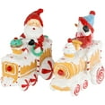 thumbnail image 4 of Set of 2 Santa and Snowman on Gingerbread Trains Christmas Figures - 6.75", 4 of 7