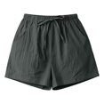 thumbnail image 4 of Endives Summer Linen Wide Leg Shorts For Women Beach Shorts Tie Up High Waisted Pants With Pockets Blackish Green, 4 of 4